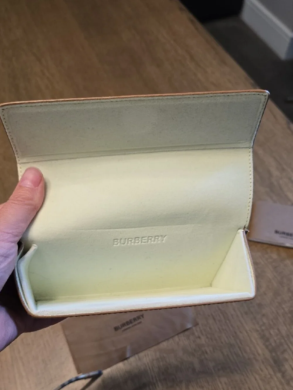 Burberry Brown Sunglasses with Tan Case and Plaid Temples